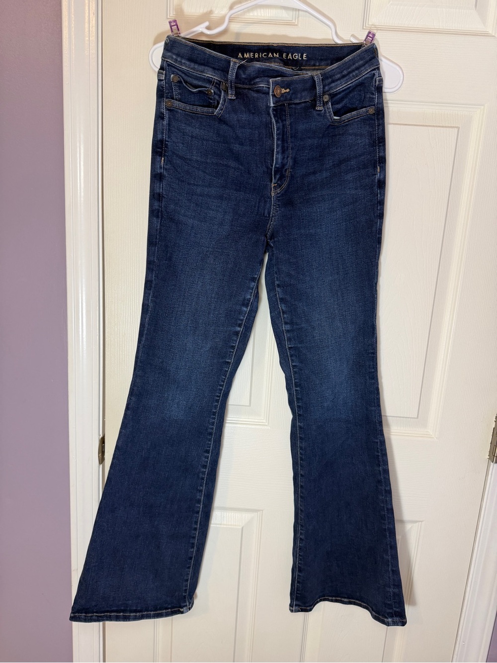 American Eagle Outfitters Next Level Stretch Dark Blue Flare Jeans